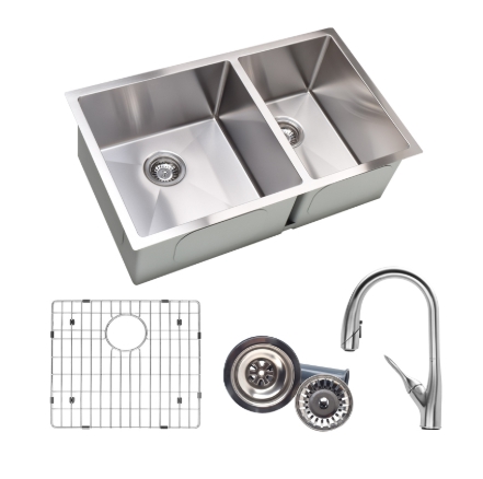 Fregadero de cocina del cuenco del doble del acero inoxidable de 32