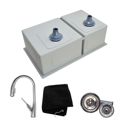 Fregadero de cocina del cuenco del doble del acero inoxidable de 32