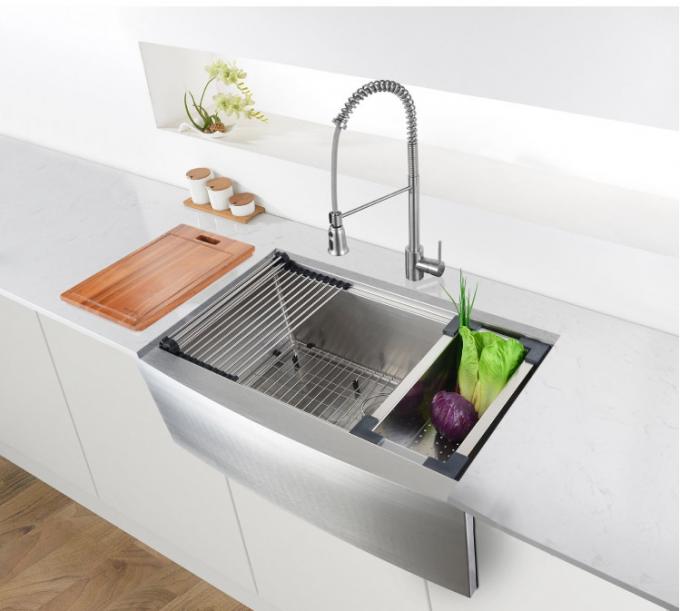 Fregadero de cocina de oro del acero inoxidable del delantal del color