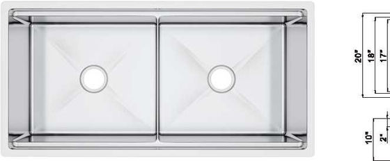 40 Inch Luxury Stainless Steel Kitchen Sinks , Undermount Double Drainer Kitchen Sink