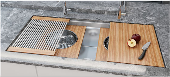 40 Inch Luxury Stainless Steel Kitchen Sinks , Undermount Double Drainer Kitchen Sink
