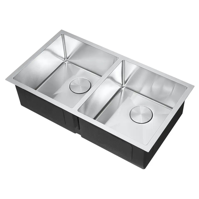 De alta calidad bajo doble rectangular del soporte ruedan los fregaderos de cocina de acero inoxidables de los fregaderos