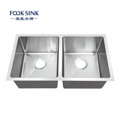 Fregaderos de cocina hechos a mano de acero inoxidables populares de los fregaderos de doble de Undermount del artículo