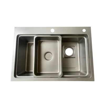 La fábrica envía el fregadero hecho a mano de acero inoxidable durable Topmount presionó el fregadero exhausto de Vietnam China