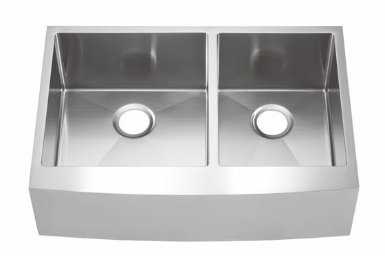 Fregadero de cocina de acero inoxidable hecho a mano del delantal del cortijo del cuenco 304 dobles del FREGADERO de FOOK
