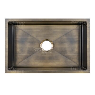 Cuencos de cocina de latón antiguo de lujo de oro vintage de acero inoxidable 304 Envase único PVD Finish Cuenca subterránea para casa de campo rústica Cuenca de cocina de bronce para apartamento