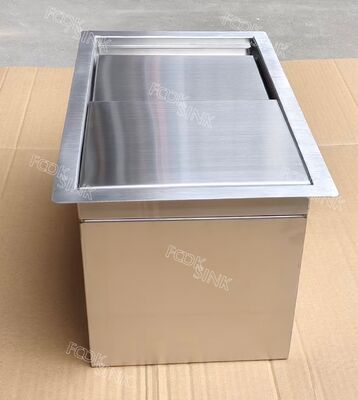 Cubo de hielo aislado de alta calidad con superficie cepillada Cubo de hielo de acero inoxidable 304 Cubo de hielo personalizable de gran capacidad para acampar al aire libre