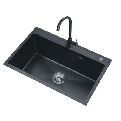 New Modern Pvd Rose Gold Kitchen Sinks With Drainer Faucet Topmount Bset Black Stainless Steel Sink For Home Apartment Hotel Use