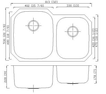 Brushed Surface Double Basin Undermount Kitchen Sink 16G Thickness