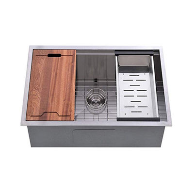 Fregadero de cocina hecho a mano para encimera, 32x18x9 pulgadas, con tabla de cortar y cesta, acero inoxidable SS304, lavabos, venta caliente en Amazon, fregaderos de cocina